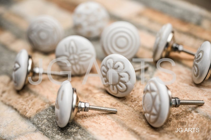 JGARTS 20 X Mix Vintage Look White Creame Creme Flower Ceramic Knobs Door Handle Cabinet Drawer Cupboard Pull - Image 4